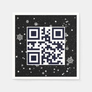 Merry Christmas QR Code On Snowflakes Napkin
