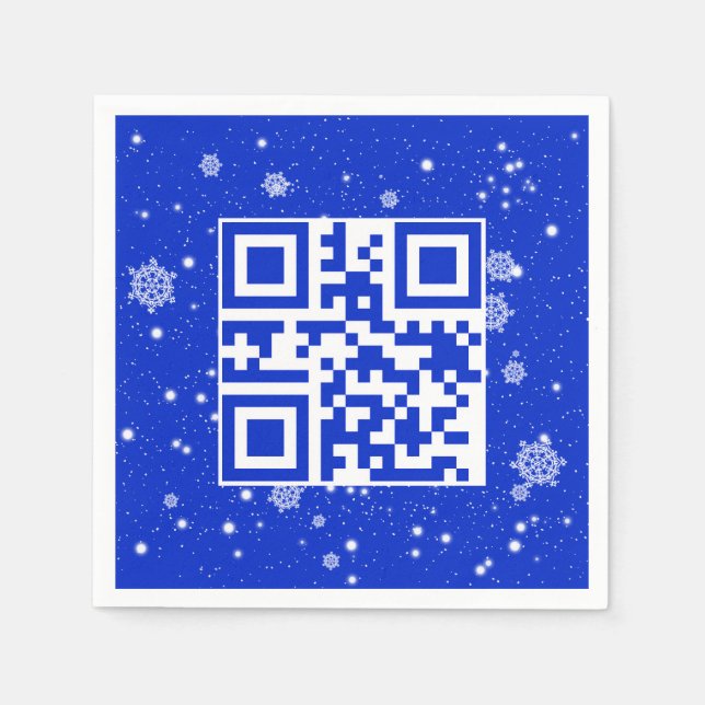 Merry Christmas QR Code On Snowflakes Napkin (Front)