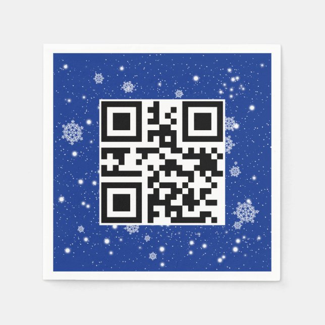 Merry Christmas QR Code On Snowflakes Napkin (Front)