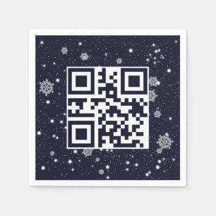 Merry Christmas QR Code On Snowflakes Napkin