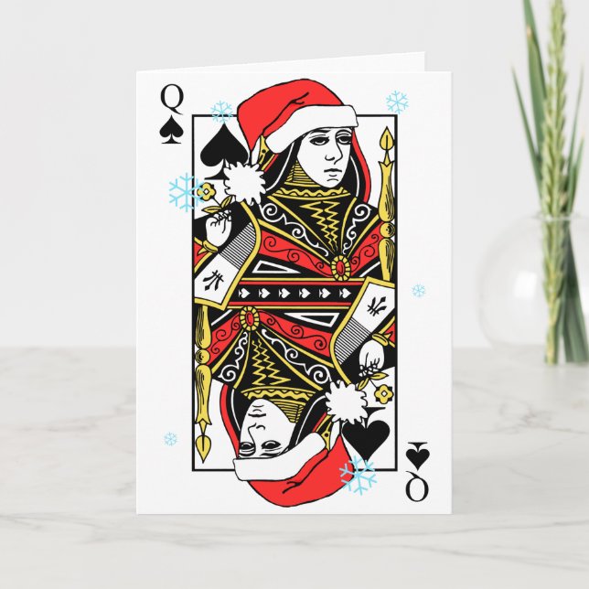 Merry Christmas Queen of Spades Holiday Card (Front)