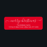 Merry Christmas Quote Elegant Red White Typography<br><div class="desc">This elegant and modern Christmas holiday address label is perfect for your Christmas party invitations or greeting cards. It features the quote, "Merry Christmas, " in a white cursive script font on top of a bright red background. It's simple, festive, and cute. ***IMPORTANT DESIGN NOTE: For any custom design request...</div>