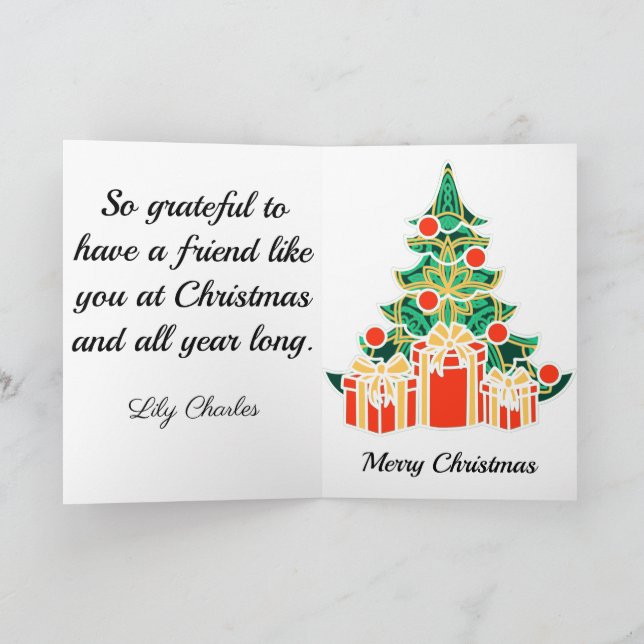 Merry Christmas Quotes For Friends Holiday Card (Inside)