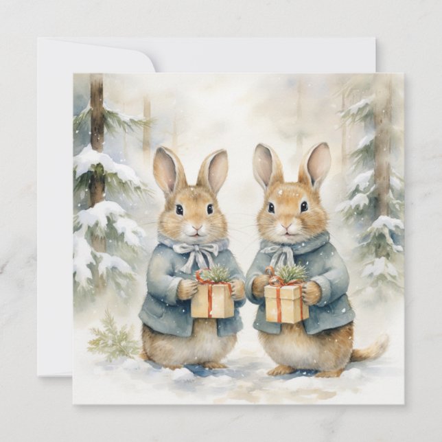Merry Christmas Rabbit Card (Front)