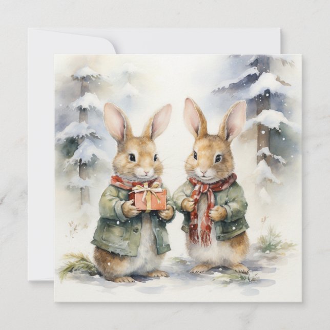 Merry Christmas Rabbit Card (Front)