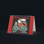 Merry Christmas Rabbit on a Bicycle - Cycling Xmas Holiday Card<br><div class="desc">Cycling Christmas Card,  Rabbit on a Bicycle</div>