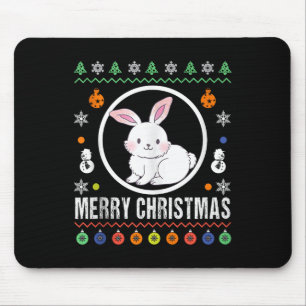Merry Christmas Rabbit Ugly Sweater Xmas Knit Tank Mouse Mat