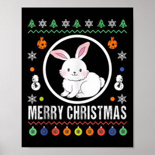 Merry Christmas Rabbit Ugly Sweater Xmas Knit Tank Poster