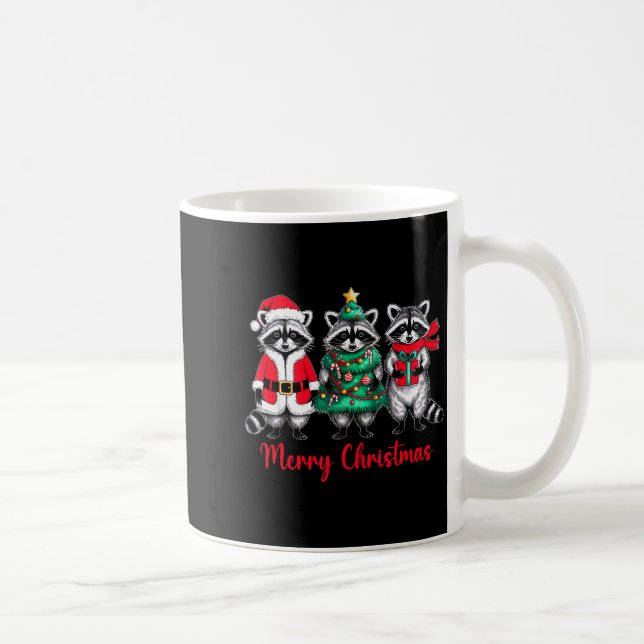 Merry Christmas Raccoon Santa Hat Xmas Animal Racc Coffee Mug (Right)