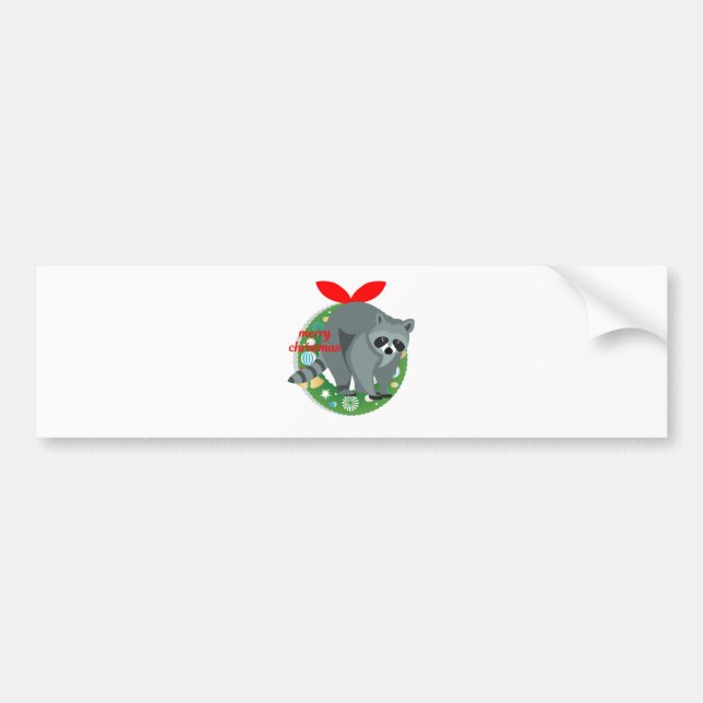 merry christmas racoon bumper sticker (Front)