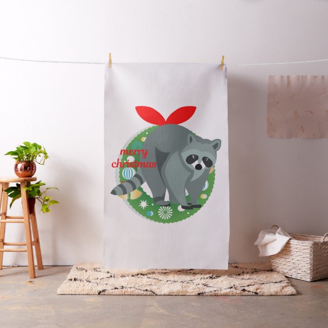 merry christmas racoon fabric (In Situ)