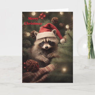 Merry Christmas Racoon Holiday Card