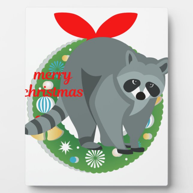 merry christmas racoon plaque (Front)