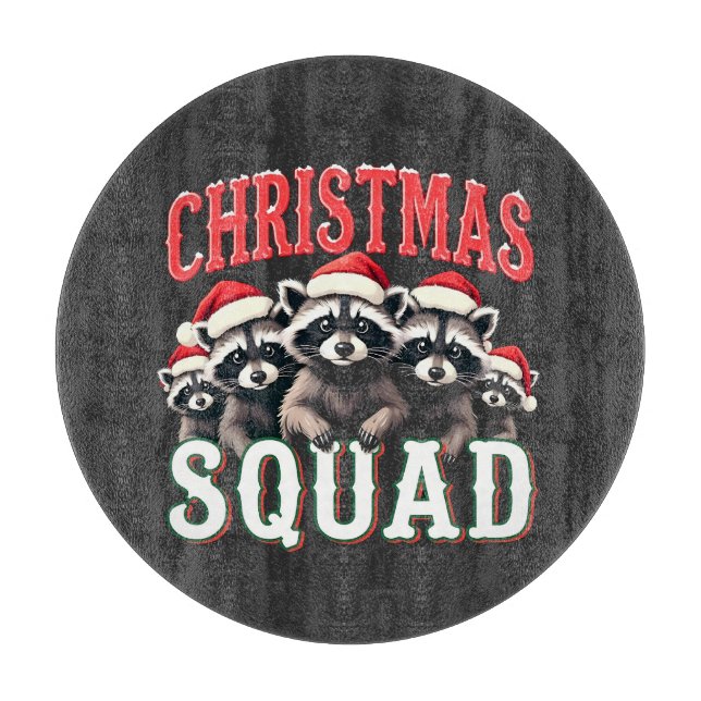 Merry Christmas Racoon Santa Hat Lovers  Cutting Board (Front)