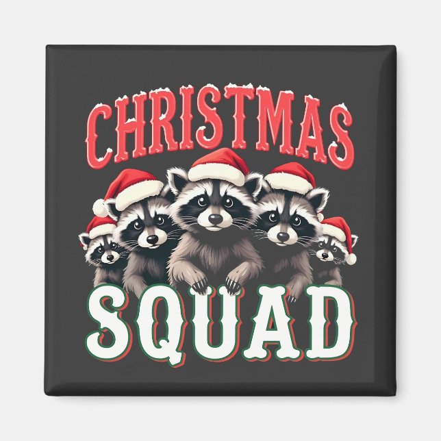 Merry Christmas Racoon Santa Hat Lovers  Magnet (Front)
