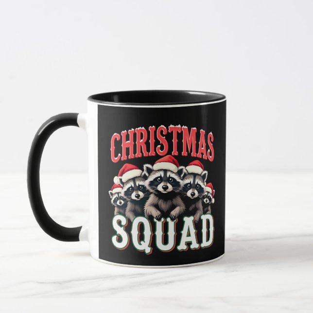 Merry Christmas Racoon Santa Hat Lovers  Mug (Left)