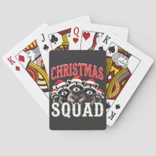 Merry Christmas Racoon Santa Hat Lovers Playing Cards