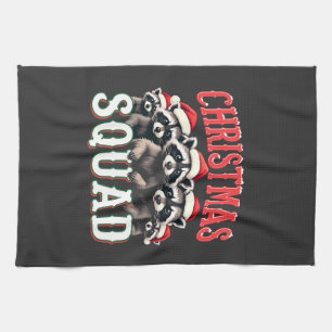 Merry Christmas Racoon Santa Hat Lovers  Tea Towel