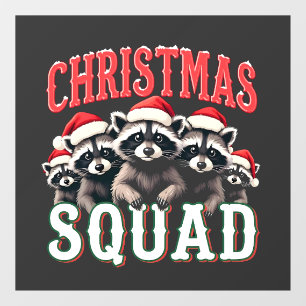 Merry Christmas Racoon Santa Hat Lovers Window Cling