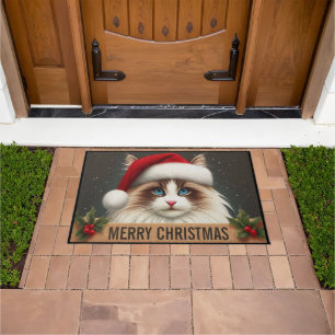 Merry Christmas Ragdoll Cat, Xmas Santa Ragdoll Doormat