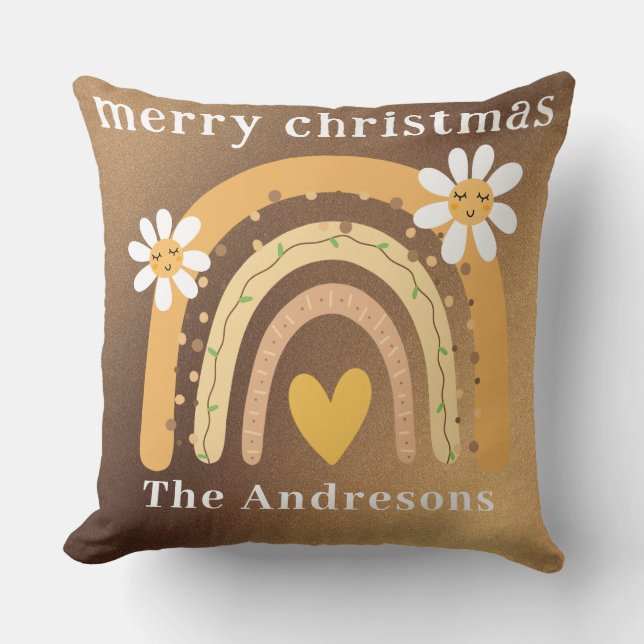 Merry Christmas Rainbow Personalised  Cushion (Front)