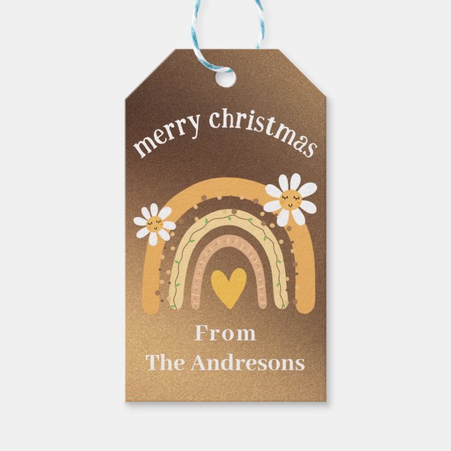 Merry Christmas Rainbow Personalised Gift Tags (Front)
