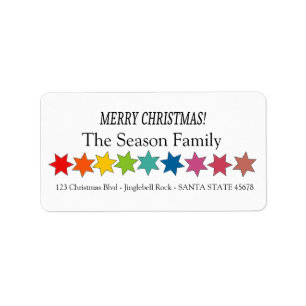 Merry Christmas Rainbow stars holiday label