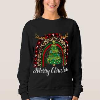 Merry Christmas Rainbow Tree Plaid Leopard Buffalo Sweatshirt