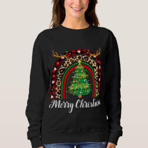 Merry Christmas Rainbow Tree Plaid Leopard Buffalo Sweatshirt