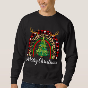 Merry Christmas Rainbow Tree Plaid Leopard Buffalo Sweatshirt