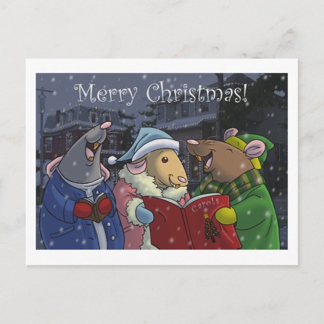 Merry Christmas Rat Postcard (Front)
