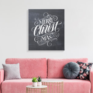 Merry Christmas Real Chalk Christian Calligraphy Canvas Print