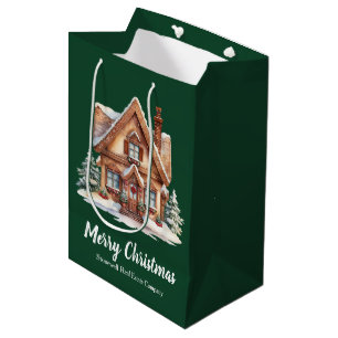 Merry Christmas Real Estate Company Green Custom Medium Gift Bag