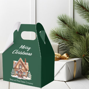 Merry Christmas Real Estate Company Green Party Favour Box
