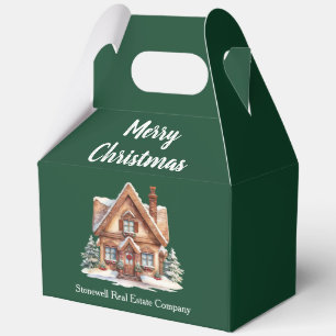 Merry Christmas Real Estate Company Green Party Favour Box