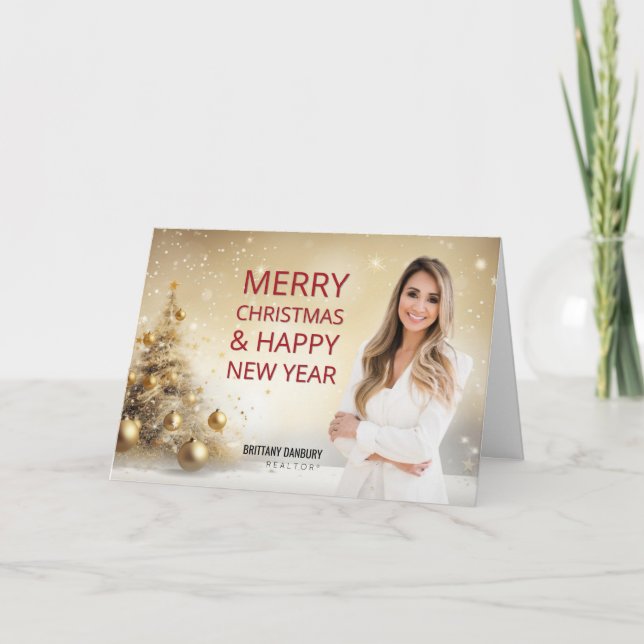 Merry Christmas Real Estate Realtor Photo Holiday Card (Front)