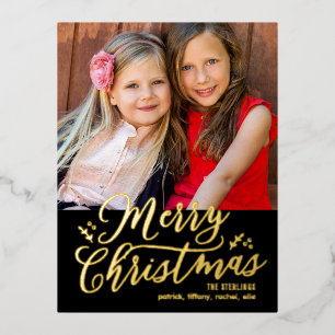 Merry Christmas Real Foil Holiday Postcard