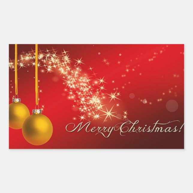 Merry christmas rectangular sticker (Front)
