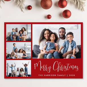 Merry Christmas Red 6 Photo Holiday Card
