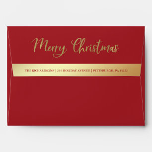 Merry Christmas Red and Gold Elegant Typography Envelope