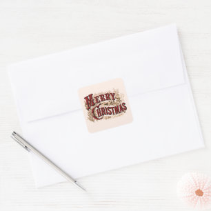 Merry Christmas - Red and Gold Square Sticker