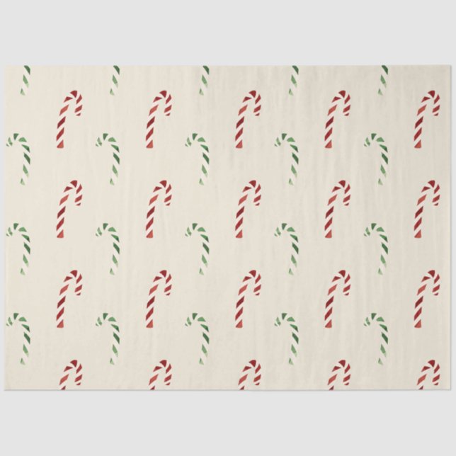 Merry Christmas Red and Green Candy Canes Tissue Paper (Front)