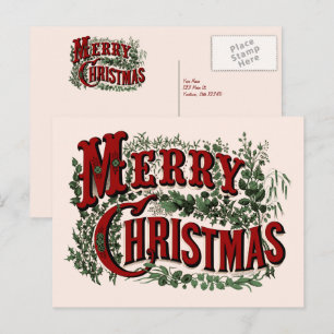 Merry Christmas - Red and Green Postcard