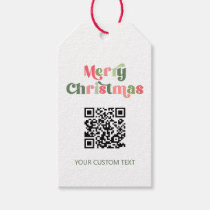 Merry Christmas Red and Green QR Code  Gift Tags