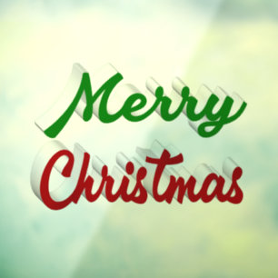 Merry Christmas red and green script Window Cling