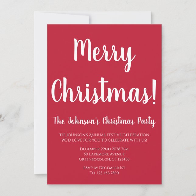 Merry Christmas Red and White Christmas Party Invitation (Front)