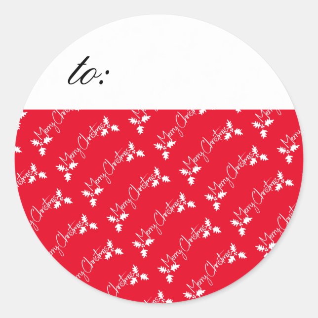 Merry Christmas Red and White Gift Tag (Front)