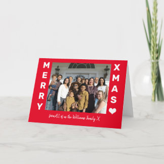 Merry Christmas Red and White Photo Card