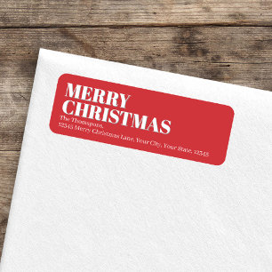 Merry Christmas Red and White Return Address