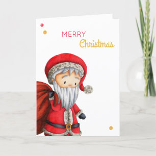 Merry Christmas red and white Santa Claus Holiday Card